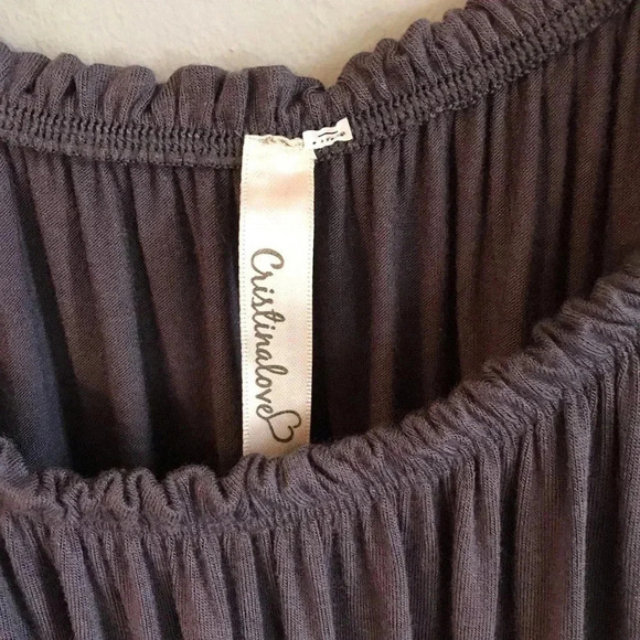 CristinaLove off the shoulder grey viscose dress - Picture 3 of 4